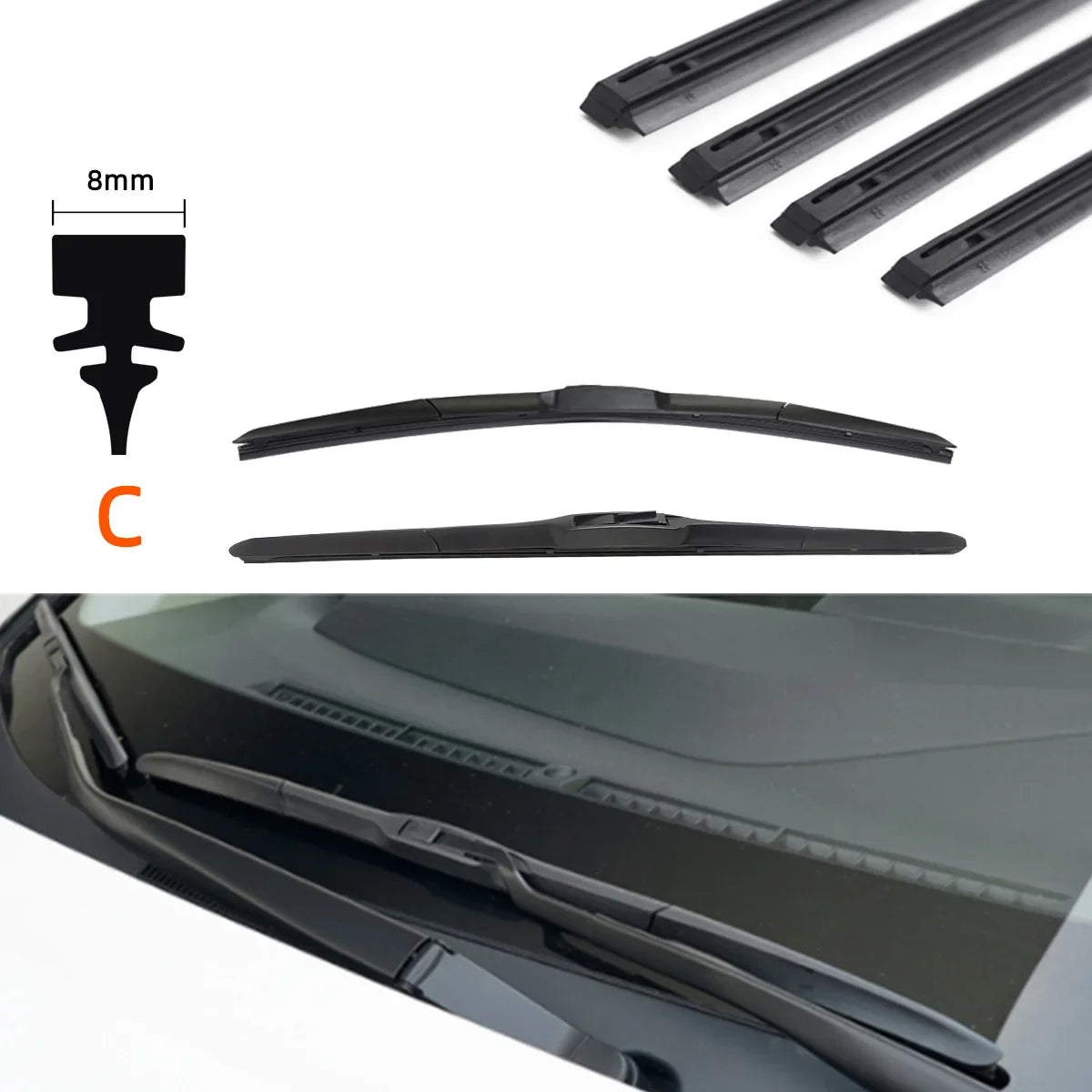 Car Wiper Rubber Strips Refill Premium Quality Replacement Accessory