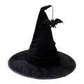 Halloween crumpled witch hat black velvet style, polyester costume accessories