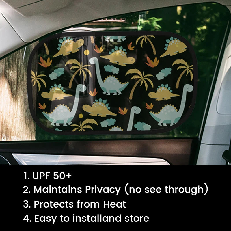 Black And Colorful Cartoon Animal Car Sun Shade UV Protector