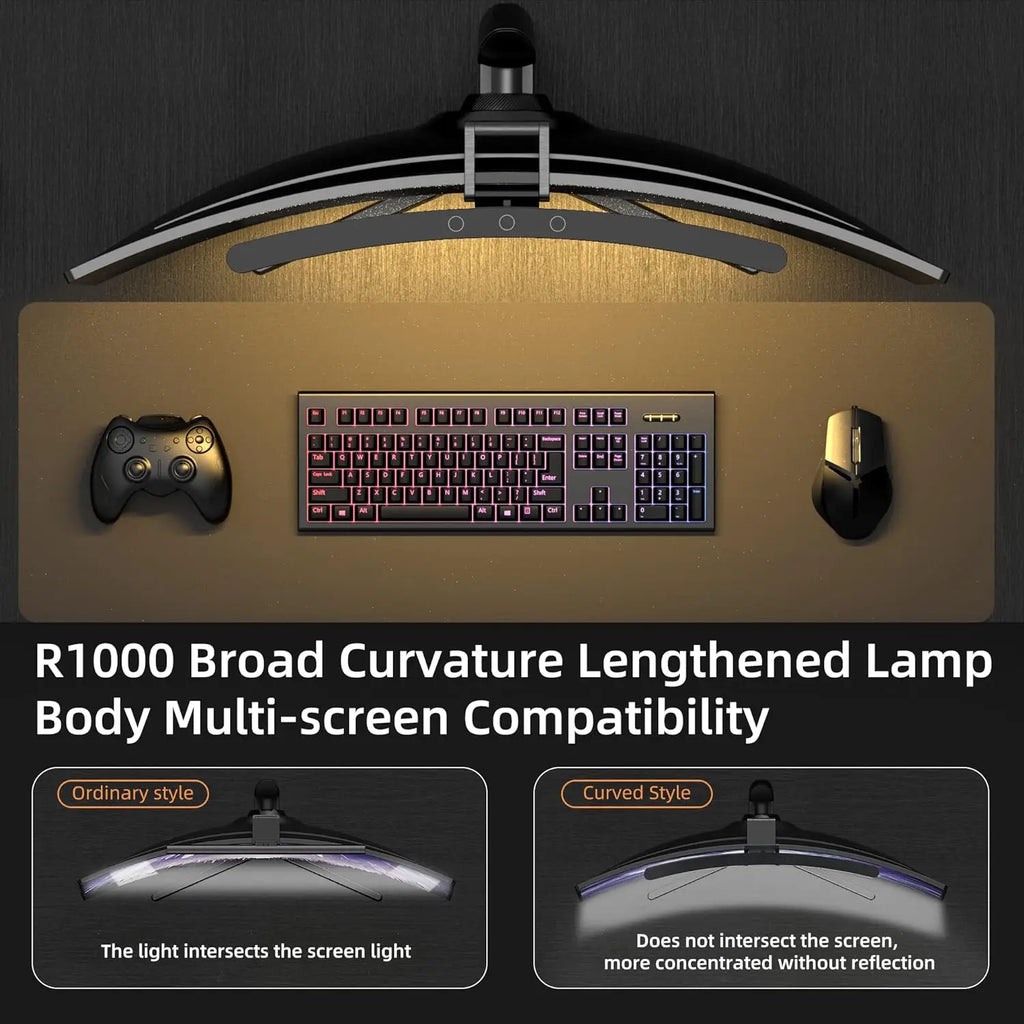 Curved Monitor Light Bar, Stepless LED Computer Monitor Light Bar Desk Lamp