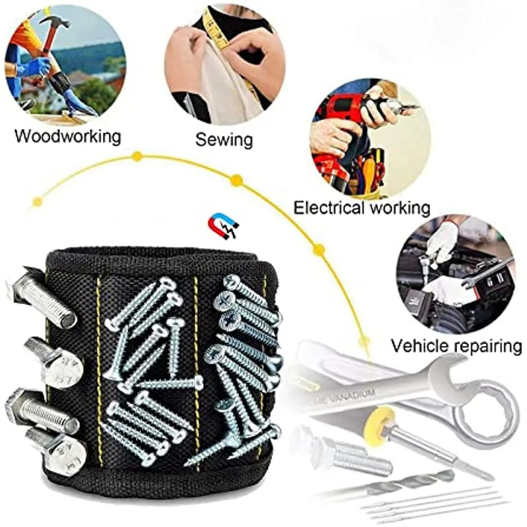 Magnetic Tool screw nut small wrench or screwdriver holder black velcro strap nylon