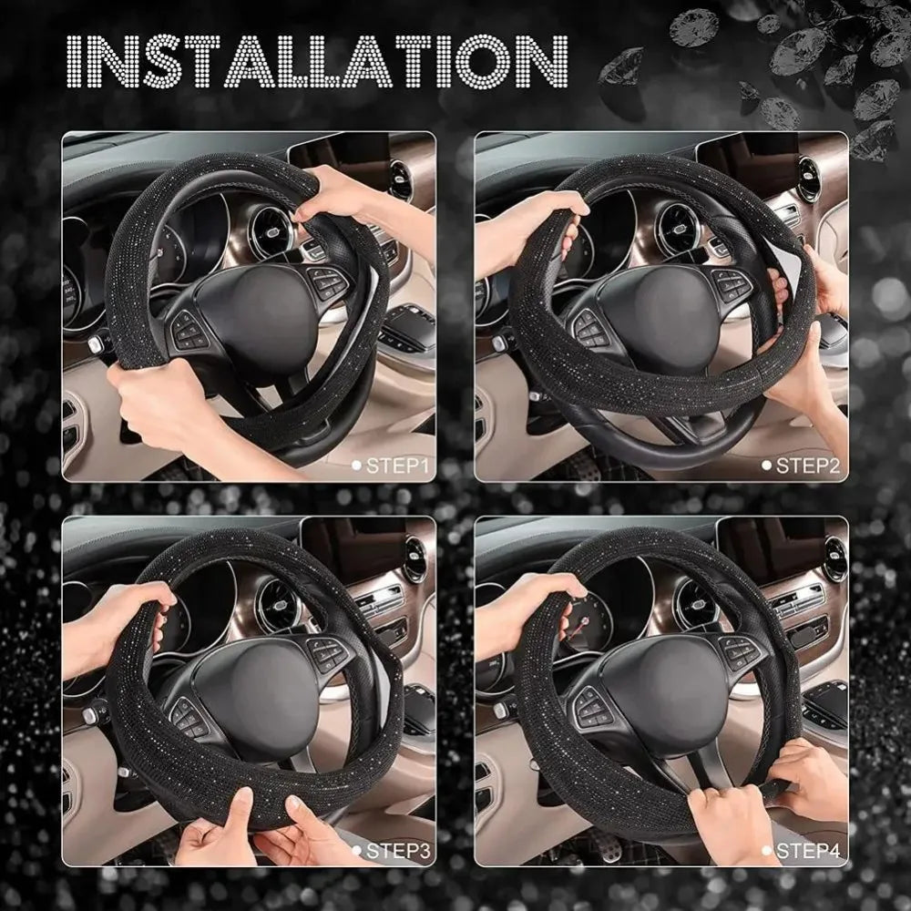 Crystal Steering Wheel Cover Bling Steering Wheel Cover Anti-Slip Comfort