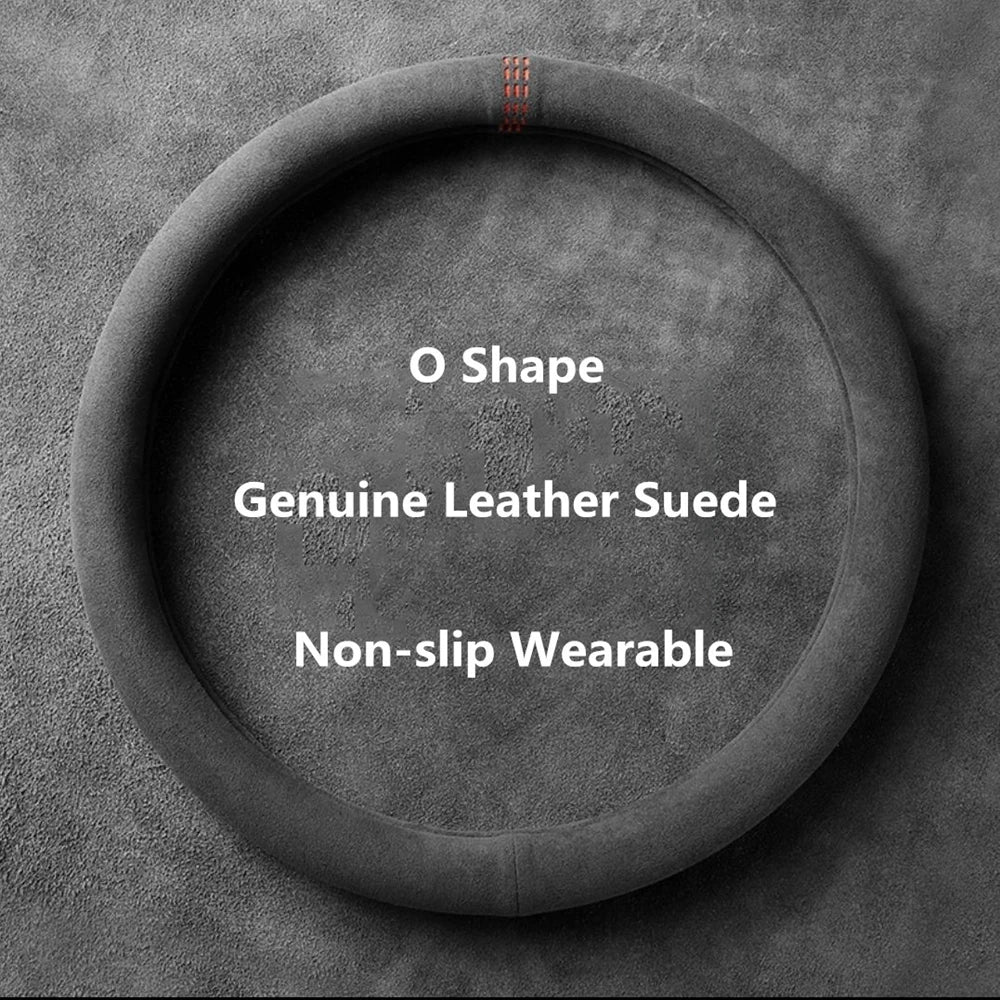 Car Steering Wheel Covers Cowhide Steering Wheel Cover Anti-Slip Comfort