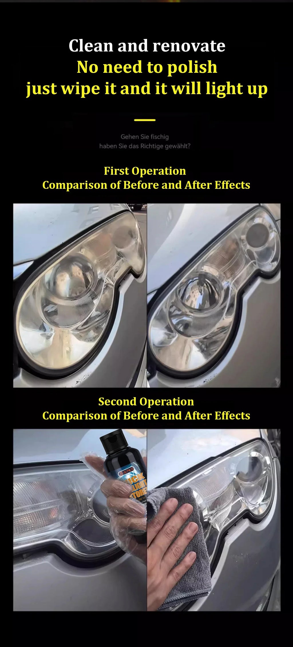 Car Headlight Restoration Polishing Kits Premium Quality Replacement Accessory