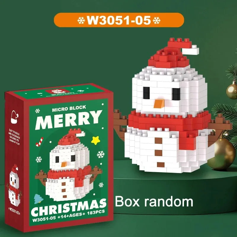 Christmas Gifts Micro Building Block Series Santa Claus Reindeer Puzzle Assembling Bricks Table Decoration Toys Kids