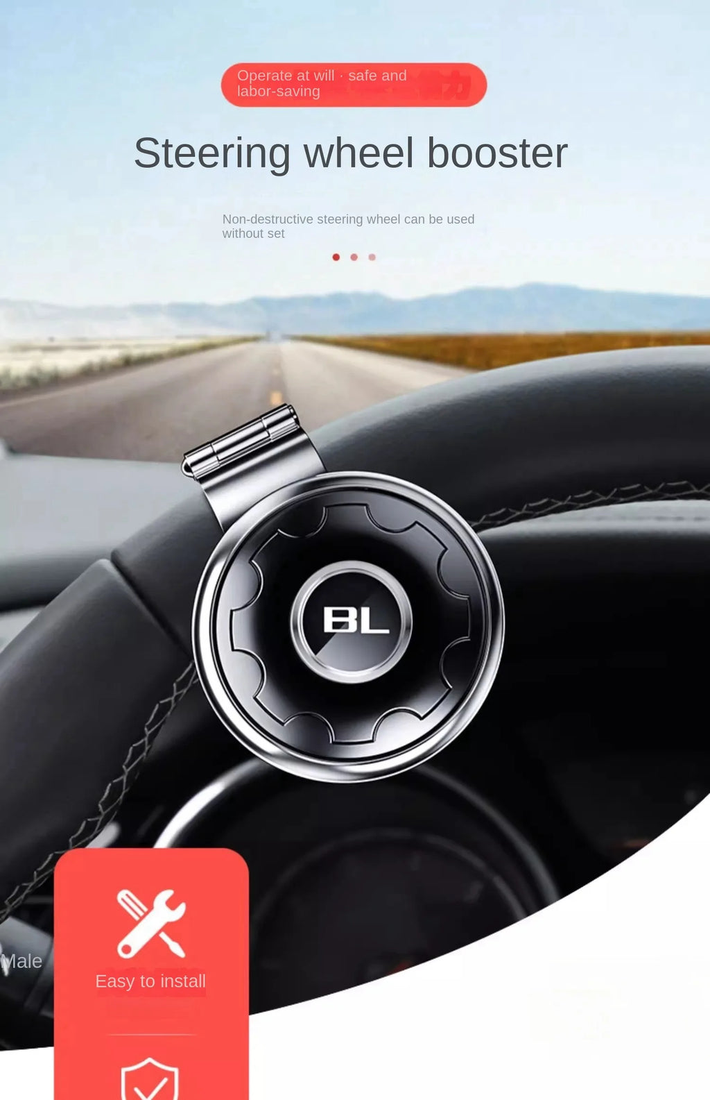 Car Steering Wheel Booster Ball Steering Wheel Cover Anti-Slip Comfort