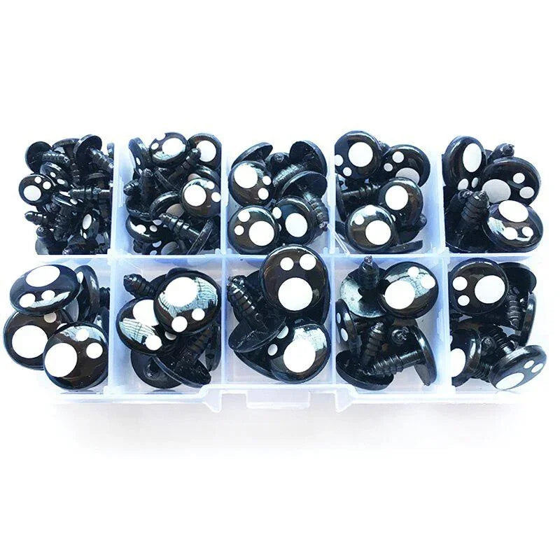 100Pcs/Box 8-16mm Doll Eyes Cartoon Doll Making Safety Eyes Craft Supply