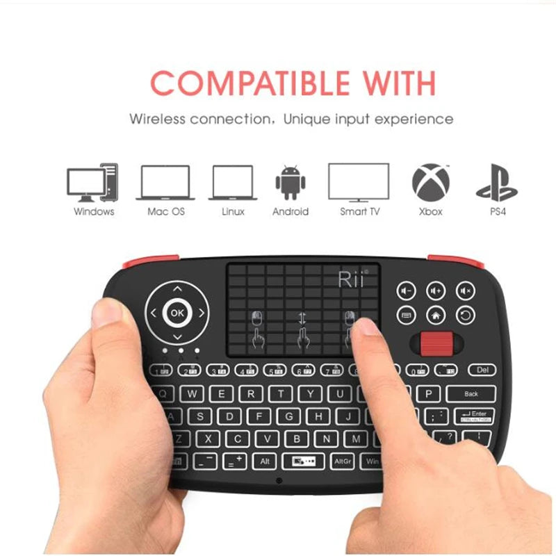 Wireless Keyboard With Touchpad Rii i4 Mini BT 2.4GHz Backlit Mouse Remote Control For Windows Android Smart TV