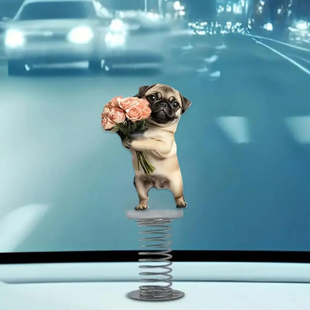 Lovely Dog Acrylic Spring Shaking Car Dashboard Ornament Decoration