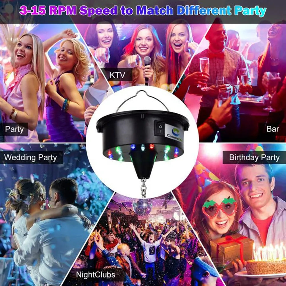 Better Quality Rotating Disco Ball Motor Lights with Remote,18 LEDs for 12 16 20 24inch Mirror Ball Rotator(NotIncludedBall)