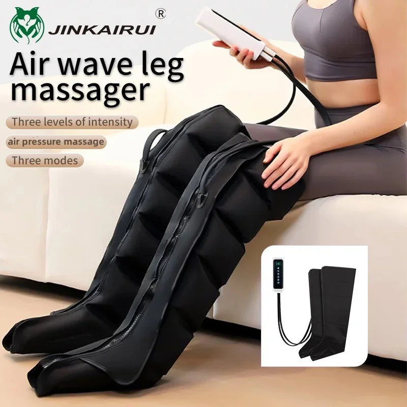 JINKAIRUI air wave leg massager being used by a person on a couch.