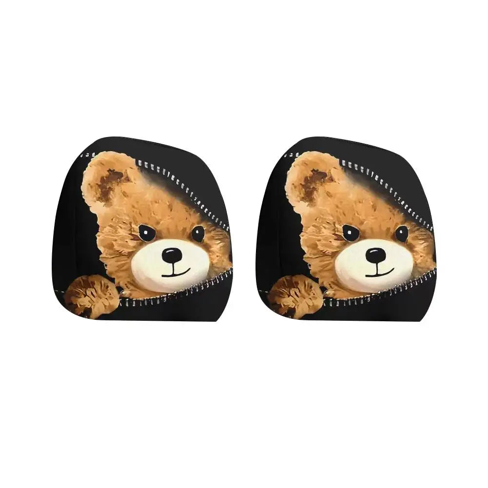 Bear Car Headrest Covers Universal Premium Quality Replacement Accessory
