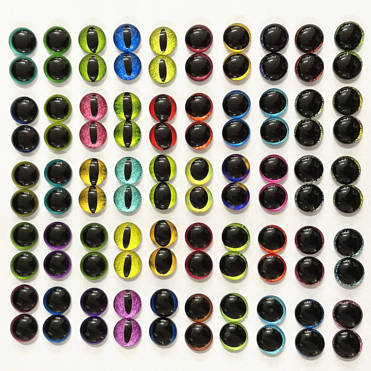 6mm 8mm 10mm 12mm Mixed Toys Dragon Eyes Doll Round Pattern Glass DIY Making Accessories 100pcs 50 Pairs