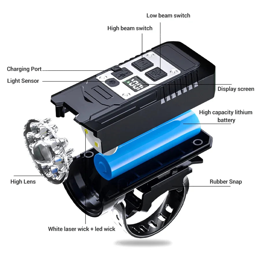 9 LED Bicycle Headlight USB Premium Quality Replacement Accessory