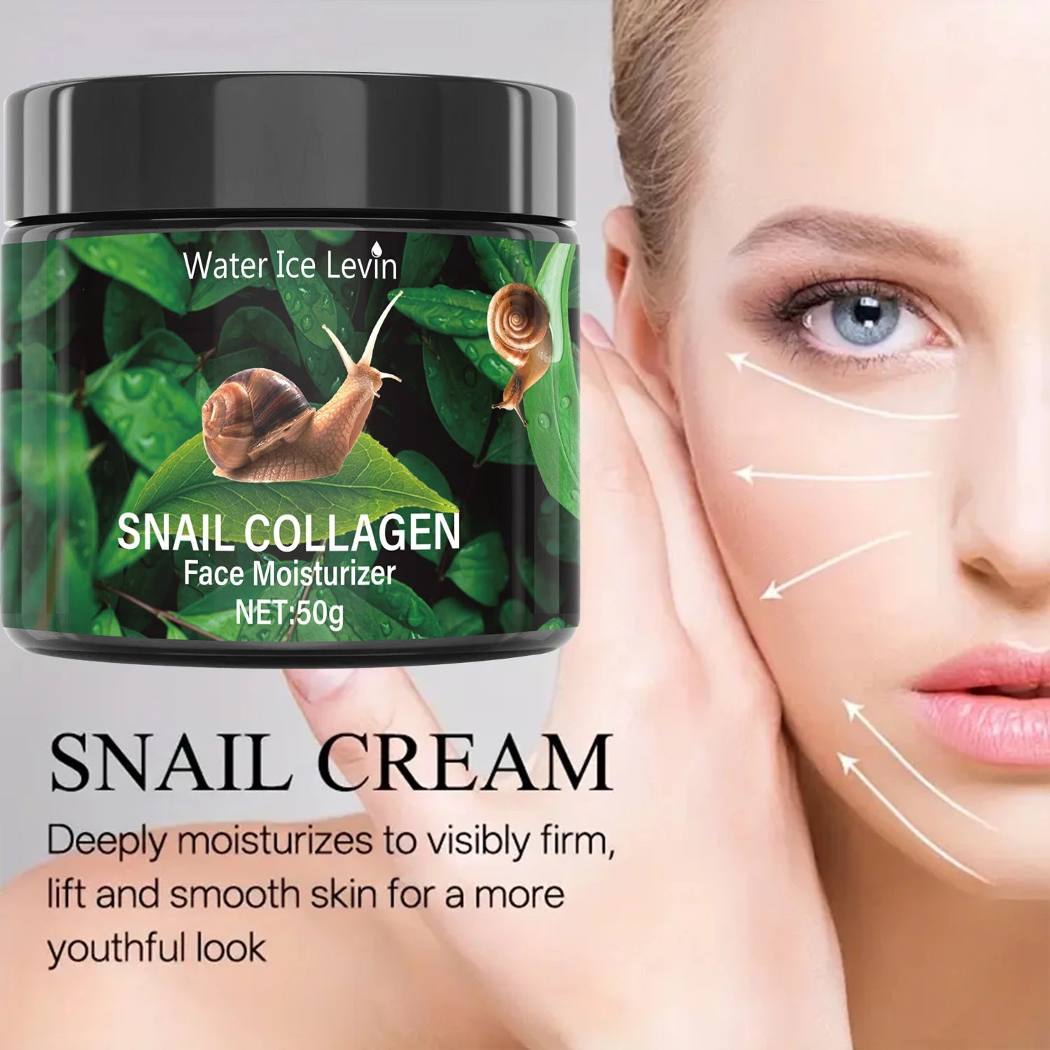 Snail Hydration Cream 50g - Plant Collagen & Vitamin E, Lightweight Glow  Non-Sticky All Day