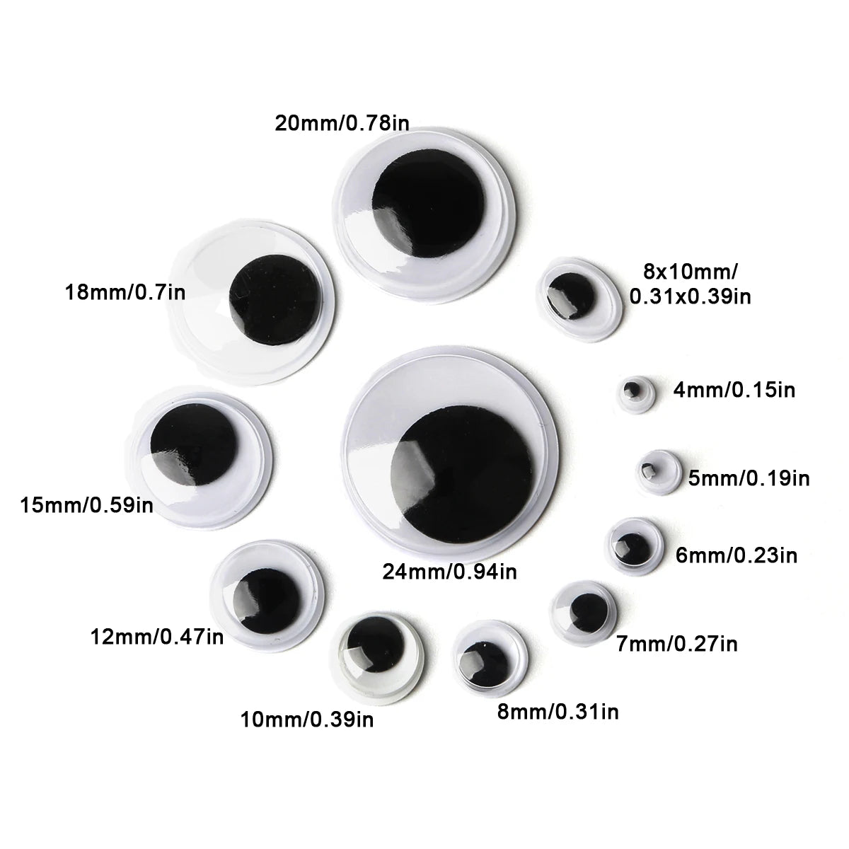 100pcs/200/550pcs Self-adhesive Googly Wiggle Eyes Premium Quality Replacement Accessory