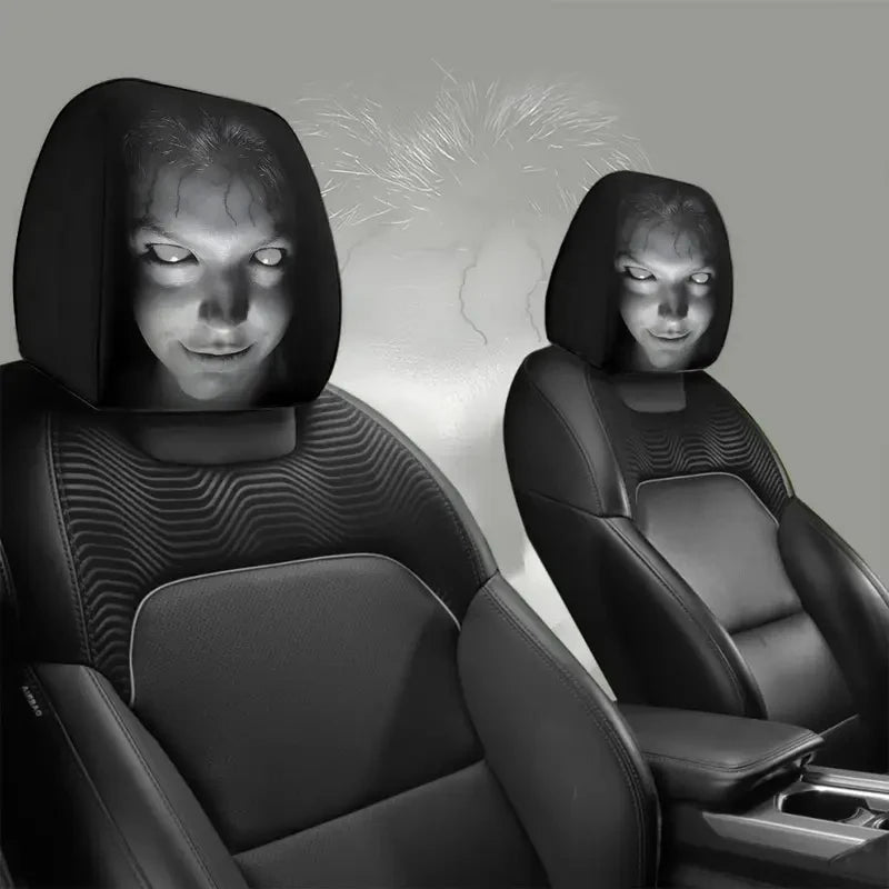 2Pcs Halloween Horror Face Printing Car Headrest Covers Universal Elastic Car Seat