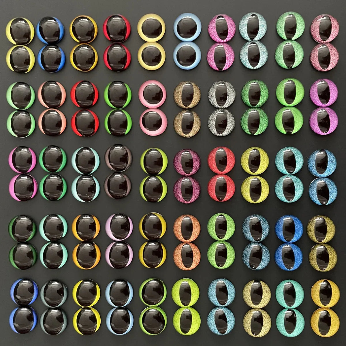 6mm 8mm 10mm 12mm Mixed Toys Dragon Eyes Doll Round Pattern Glass DIY Making Accessories 100pcs 50 Pairs
