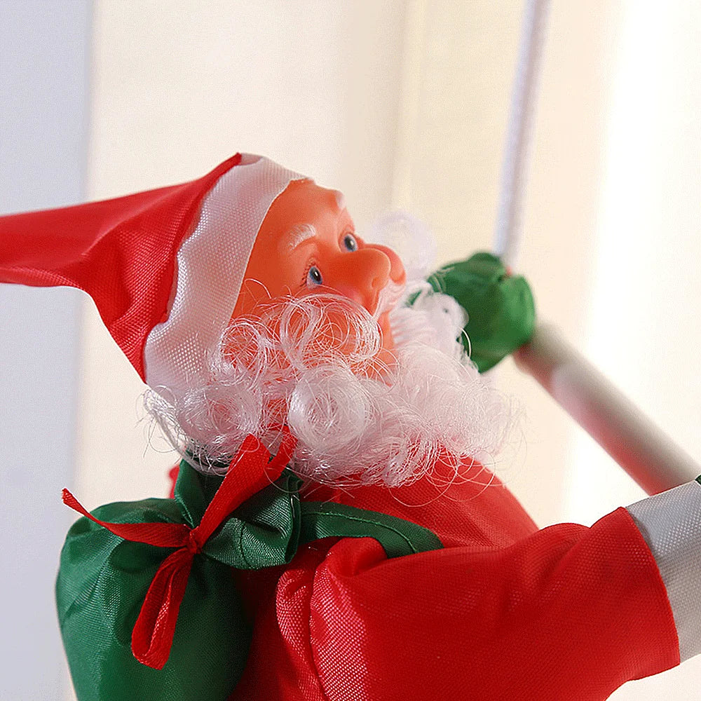Christmas Decoration Santa Claus Climbing on Rope Ladder Ornament Xmas Tree Decor Home Door Wall Hanging Indoor Outdoor Kid Gift