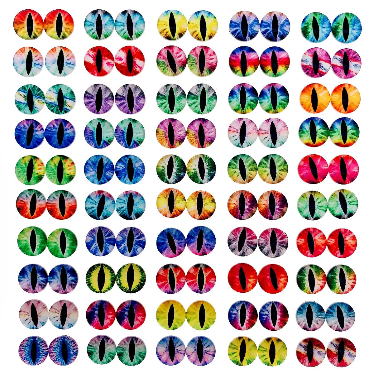 6mm 8mm 10mm 12mm Mixed Toys Dragon Eyes Doll Round Pattern Glass DIY Making Accessories 100pcs 50 Pairs