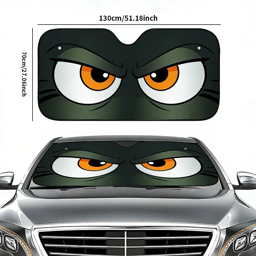 Cartoon Angry Eyes Car Windshield Car Sun Shade UV Protector