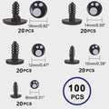 100Pcs/Box 8-16mm Doll Eyes Cartoon Doll Making Safety Eyes Craft Supply
