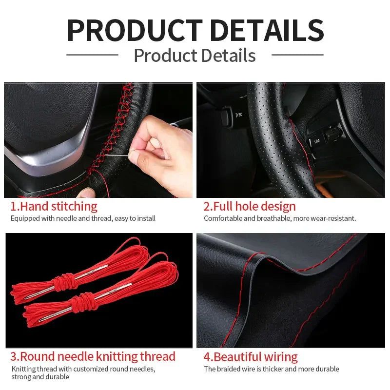Genuine Leather Steering Wheel Cover Steering Wheel Cover Anti-Slip Comfort