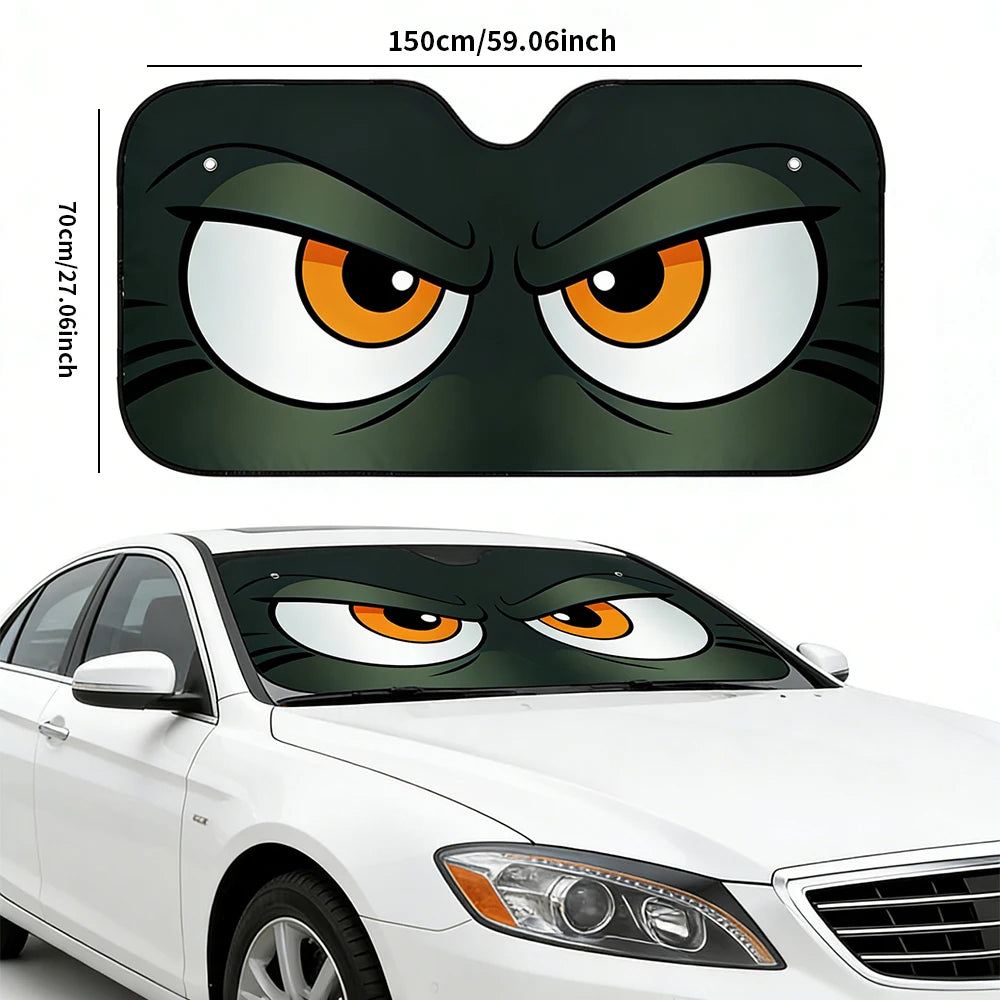 Cartoon Angry Eyes Car Windshield Car Sun Shade UV Protector