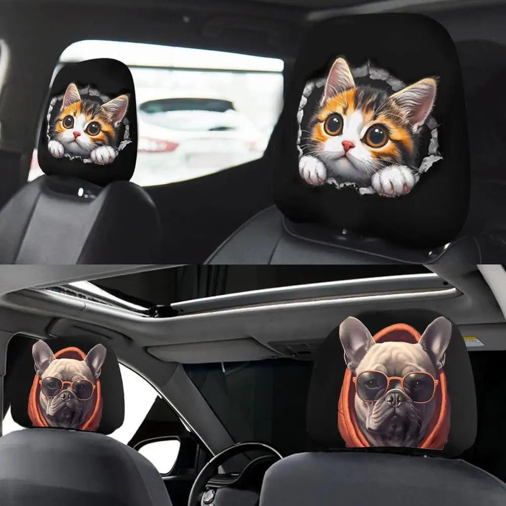 Bear Car Headrest Covers Universal Premium Quality Replacement Accessory