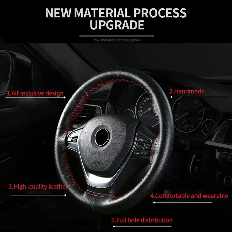 Genuine Leather Steering Wheel Cover Steering Wheel Cover Anti-Slip Comfort