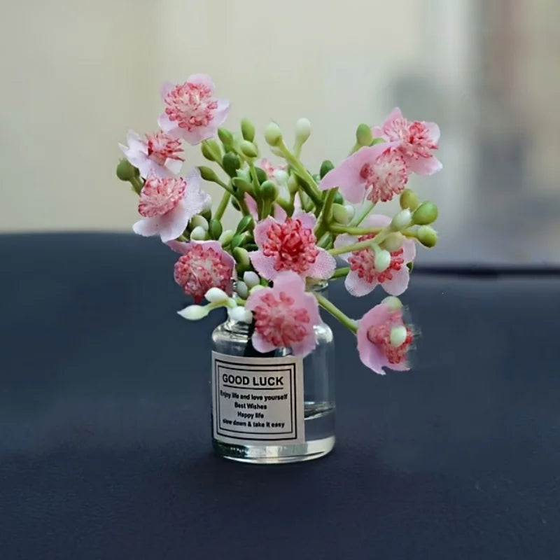 Delicate Miniature Potted Flowers Assorted Car Dashboard Ornament Decoration