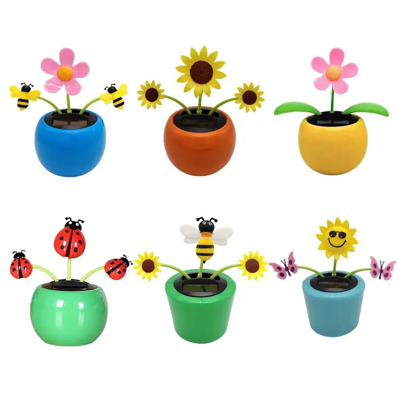 Solar Toy Sunflower Ornaments Dancing Car Dashboard Ornament Decoration