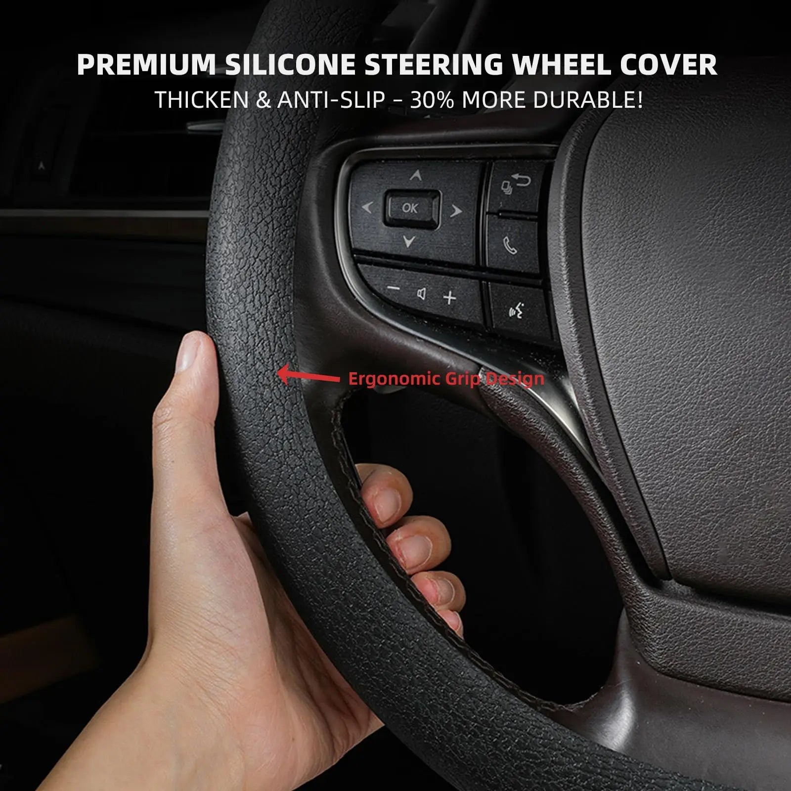 Black Steering Wheel Cover Anti-Slip Steering Wheel Cover Anti-Slip Comfort
