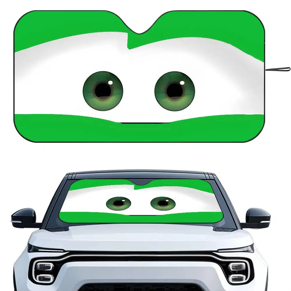 Cartoon Car With Cute Eyes Car Sun Shade UV Protector