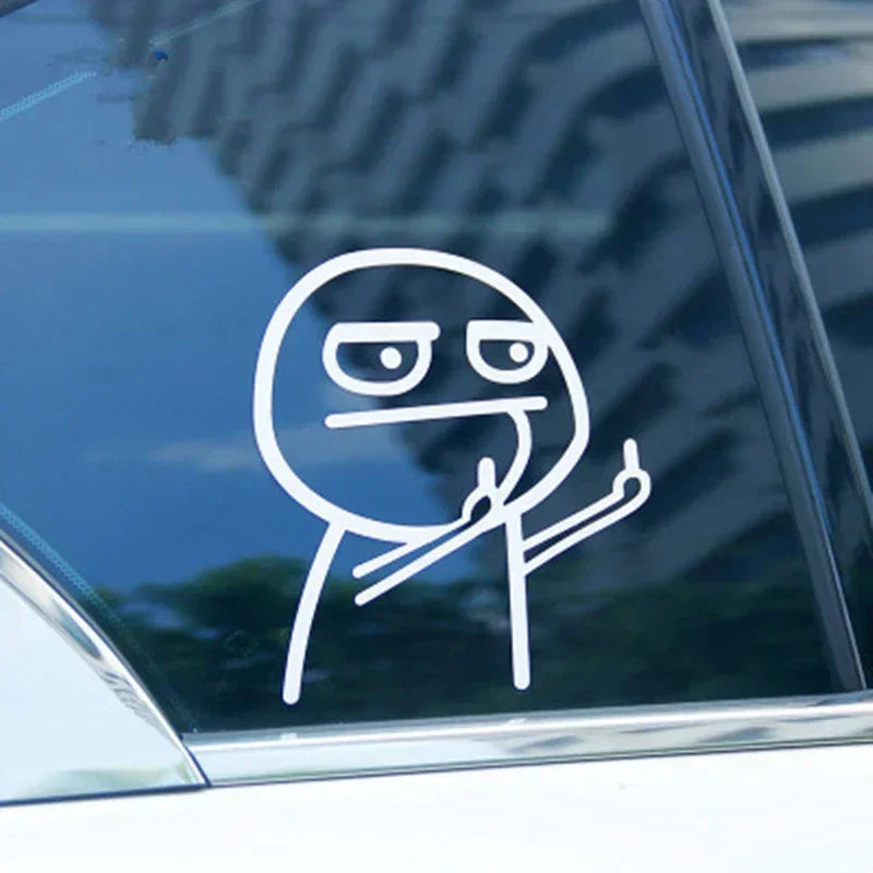 Funny Middle Finger Troll Face Car Dashboard Ornament Decoration