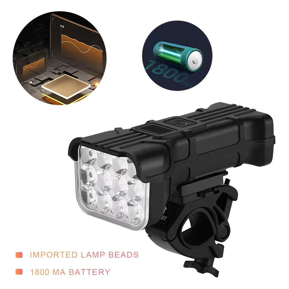Bicycle Front Rear Light 1800mAh Premium Quality Replacement Accessory