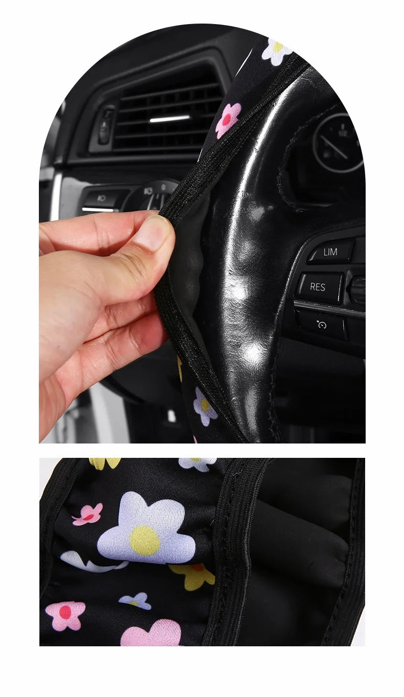 Car Steering Wheel Cover Flowers Steering Wheel Cover Anti-Slip Comfort