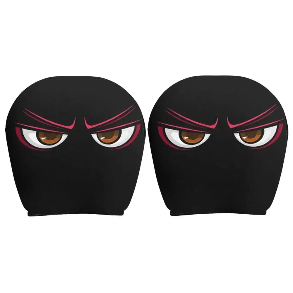 2X Funny Car Headrest Covers, Cartoon Eyes Car Seat Head Rest Protector Auto Front Seat Rest Decoration