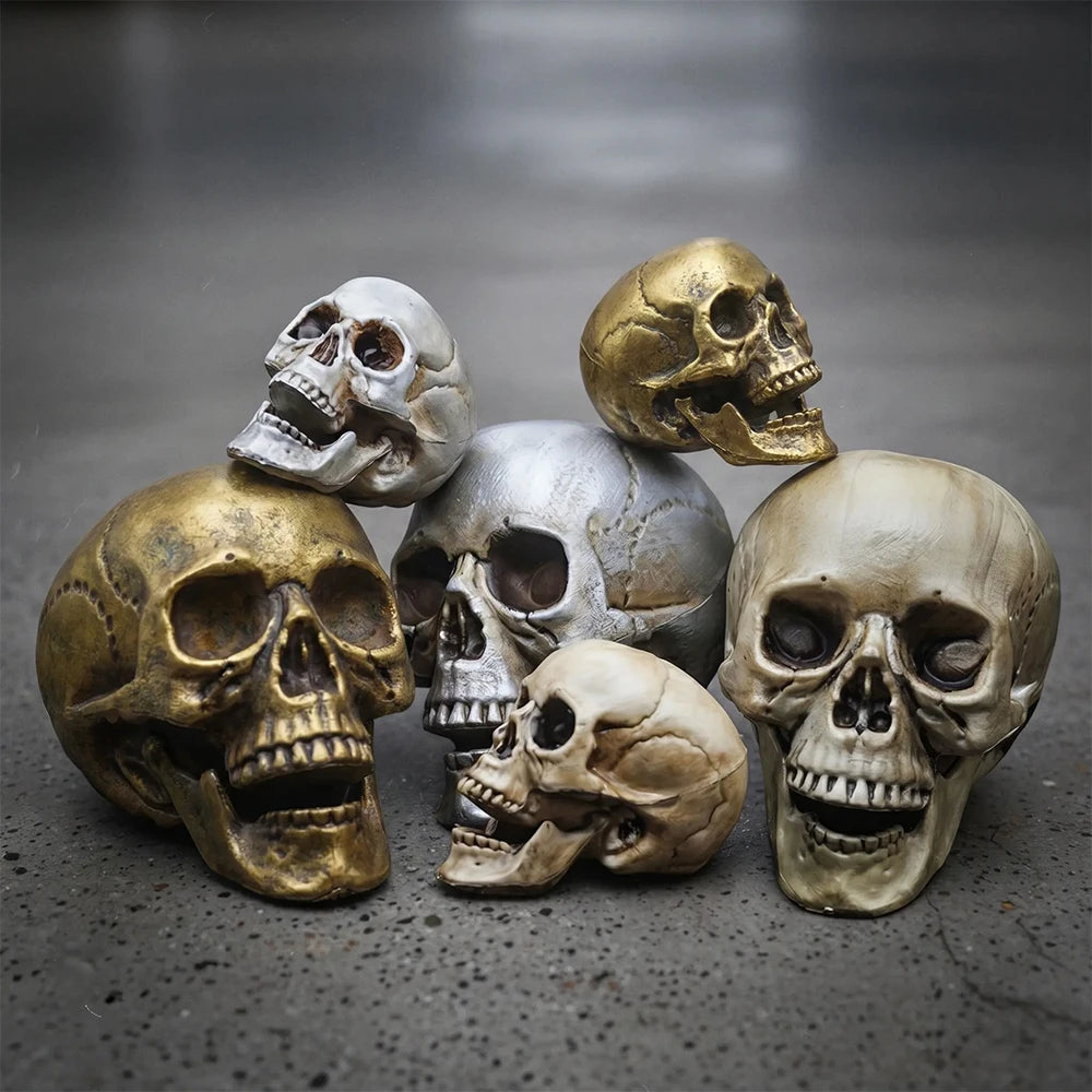 Plastic Skull Head Realistic Skull Skeleton Head for Halloween Party Home Garden Lawn Decor Haunted House Horror Decoratio Props