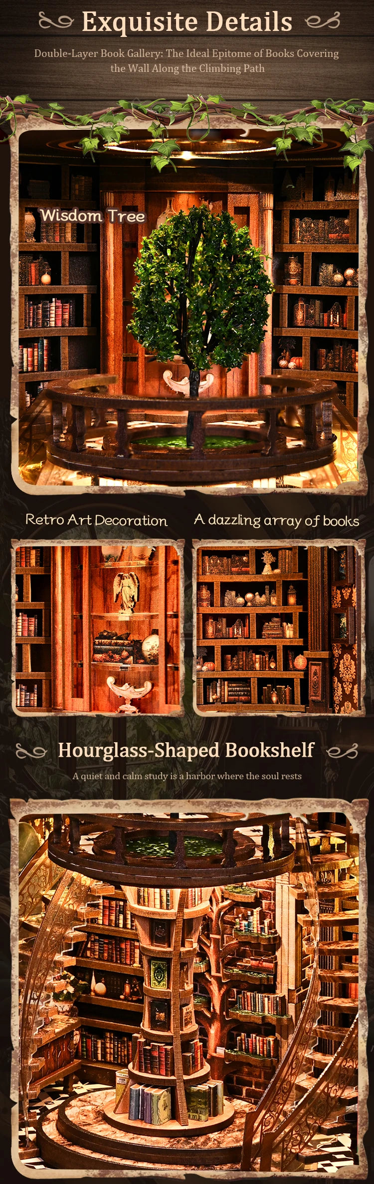 DIY Book Nook Kit Retro Premium Quality Replacement Accessory