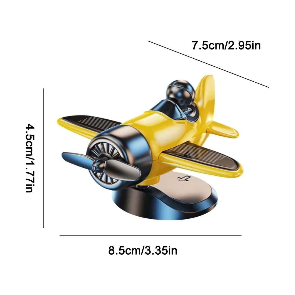 Solar Powered Rotating Airplane Car Car Dashboard Ornament Decoration