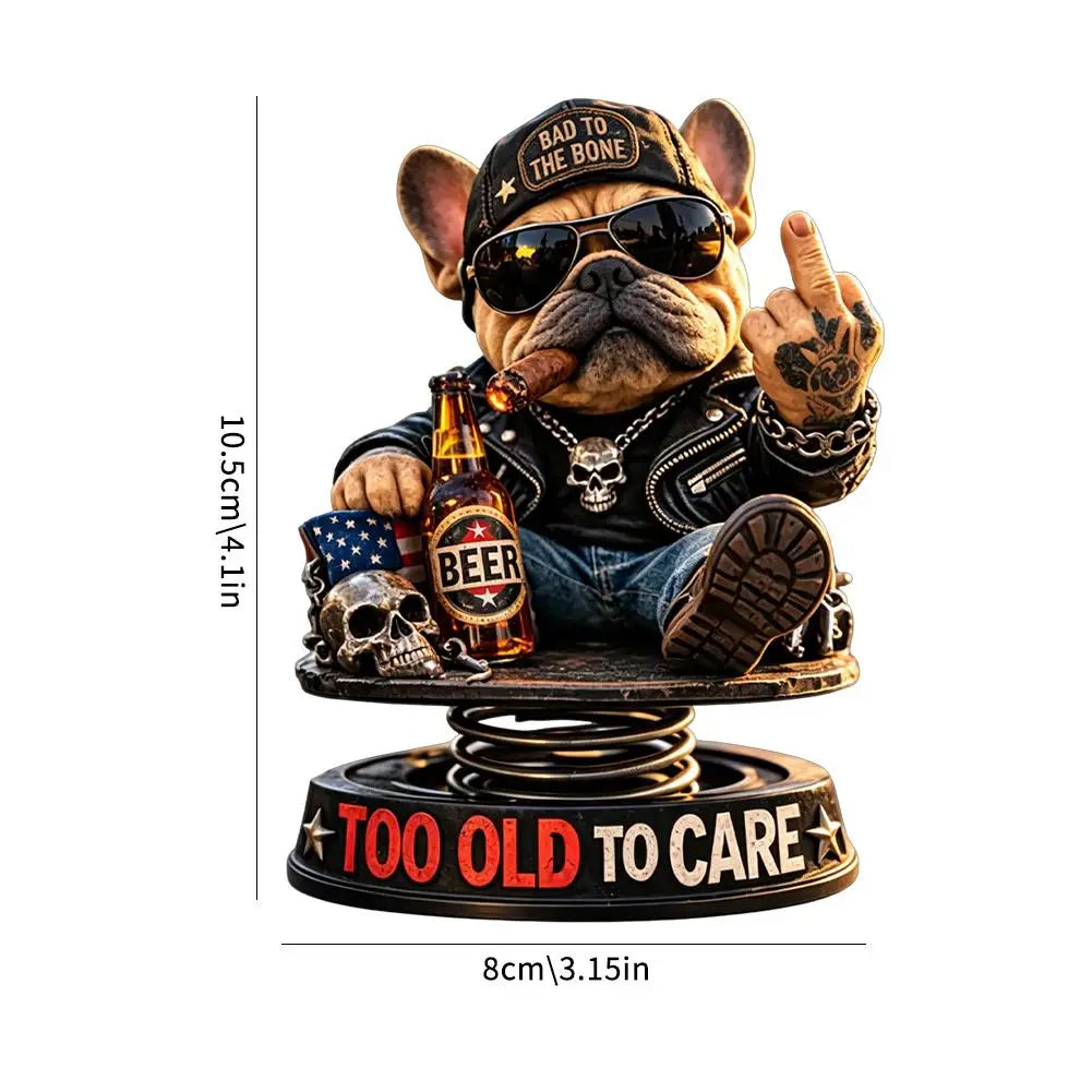 Biker Bulldog Dashboard Ornament Spring Car Dashboard Ornament Decoration