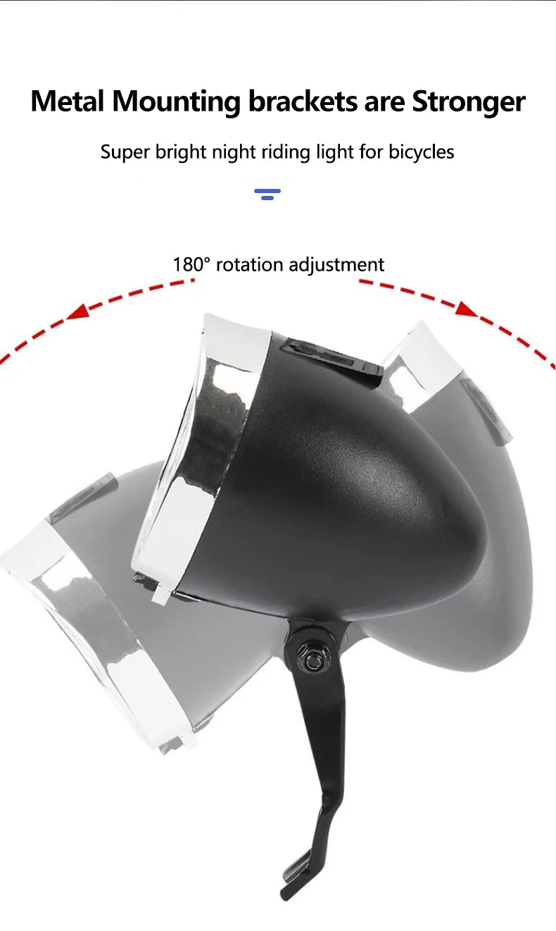 Retro Bike Headlight Type-C Rechargeable Premium Quality Replacement Accessory