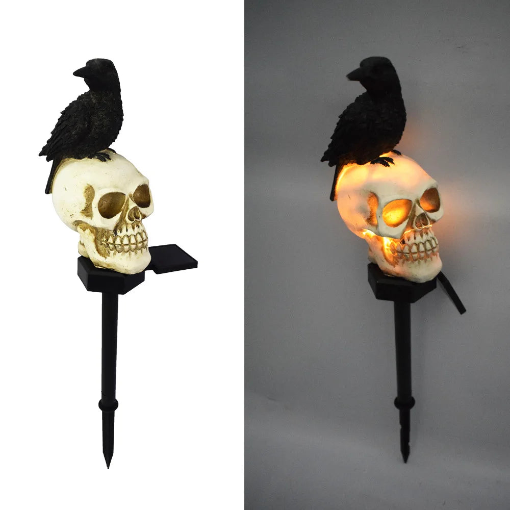Halloween Outdoor Light Skull, Raven, Crow Horror Decor Holiday Lighting Decoration