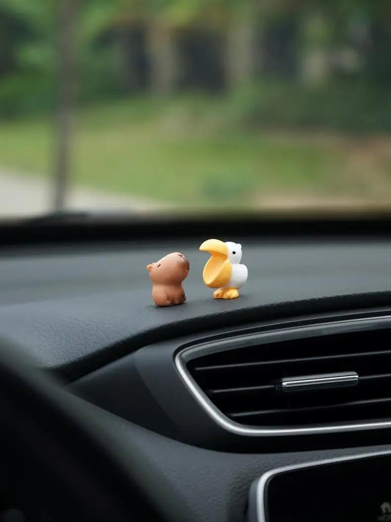 Cute Cartoon Capybara With Duck Car Dashboard Ornament Decoration