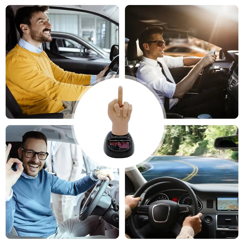 Creative Finger Solar Powered Shaking Car Dashboard Ornament Decoration
