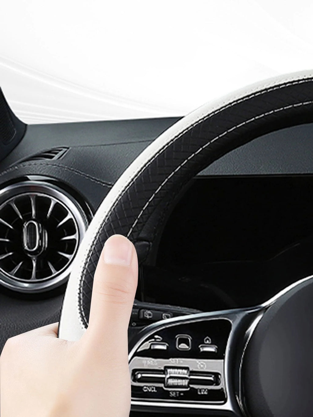 Two Tone PU Leather Car Steering Wheel Cover Anti-Slip Comfort
