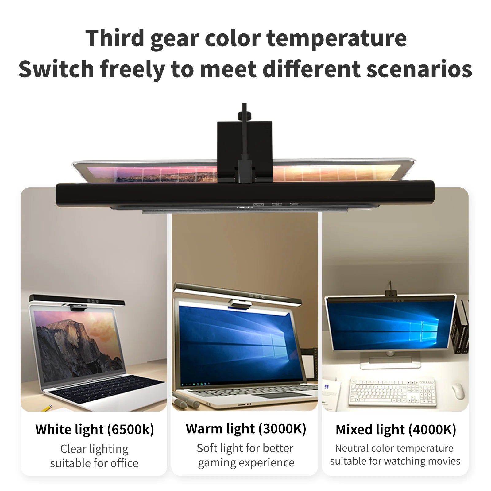 USB Stepless Dimming Screen Hanging LED Computer Monitor Light Bar Desk Lamp