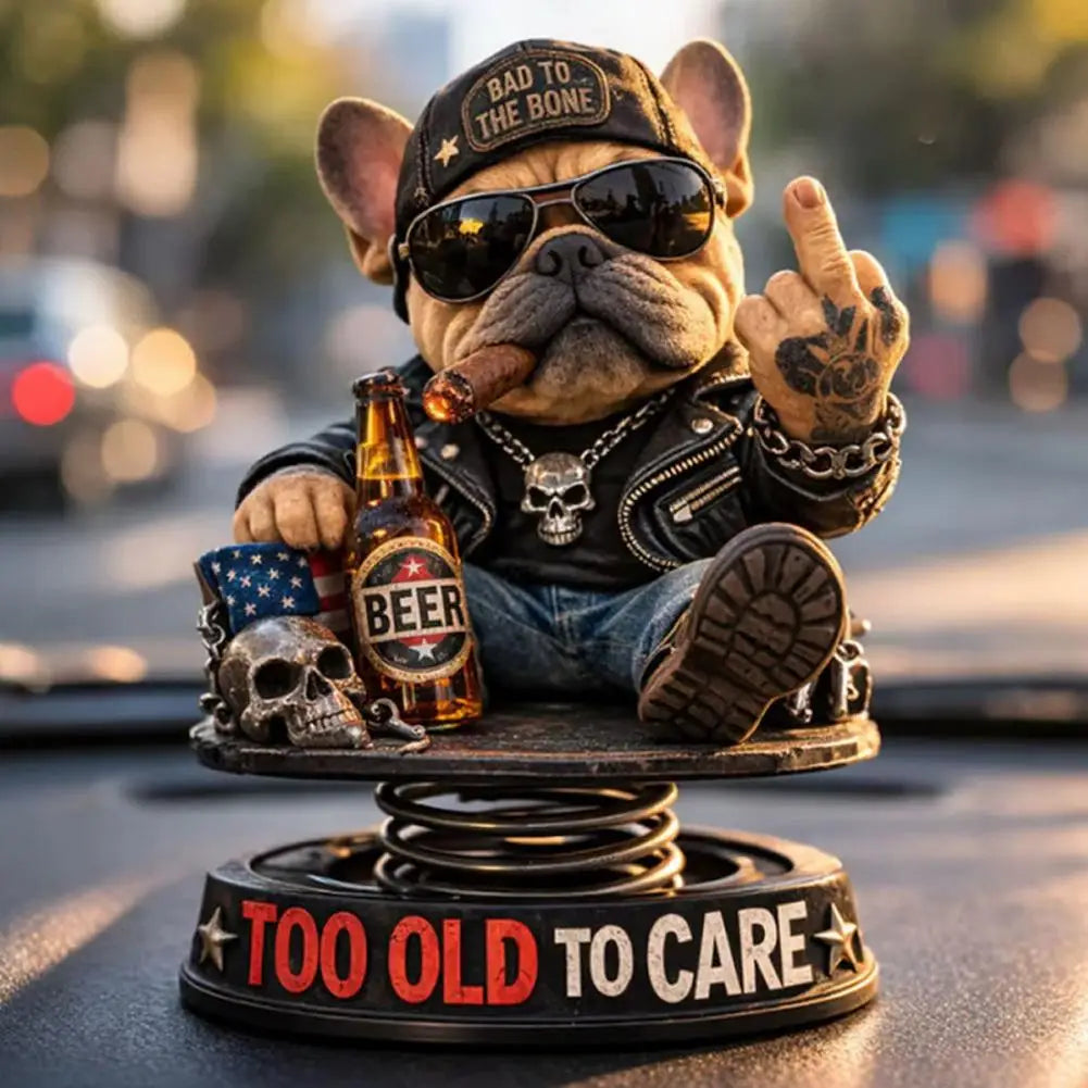 Biker Bulldog Dashboard Ornament Spring Car Dashboard Ornament Decoration