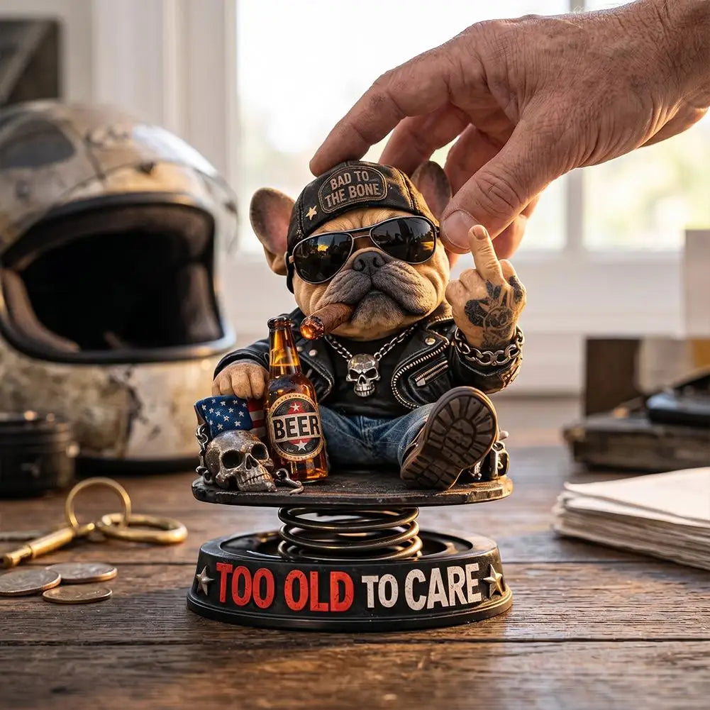 Biker Bulldog Dashboard Ornament Spring Car Dashboard Ornament Decoration